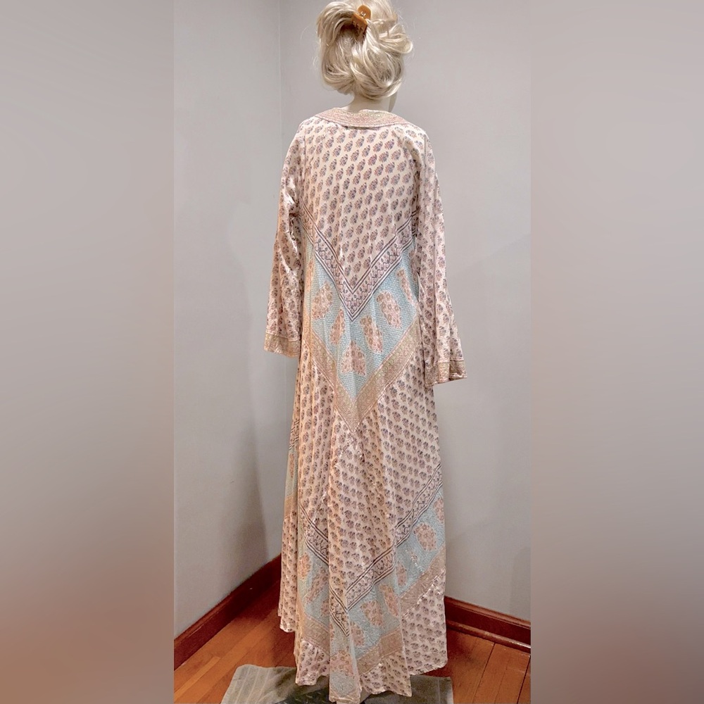 𝗦𝗢𝗟𝗗 SIMRANE Paris ‘Kate Dress’ Elegant Blockprint 100% Cotton Maxi Dress - Picture 8 of 14